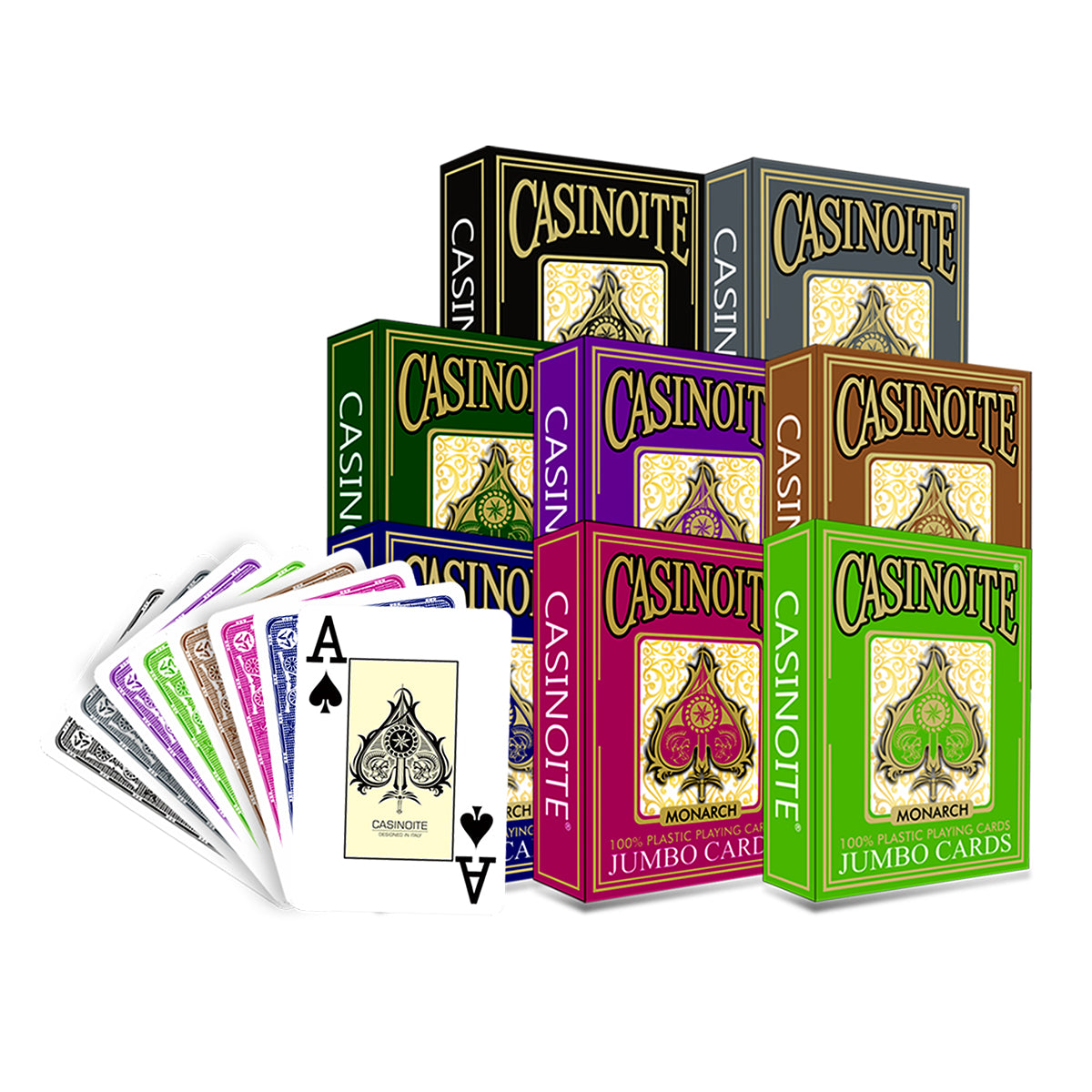 16 pcs Monarch 100% Plastic Poker Playing Cards (8 Colors)