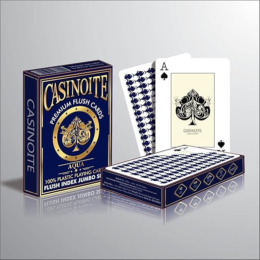Aqua Premium Flush 100% Plastic Playing Cards (Blue 1PCS+RED 1PCS)