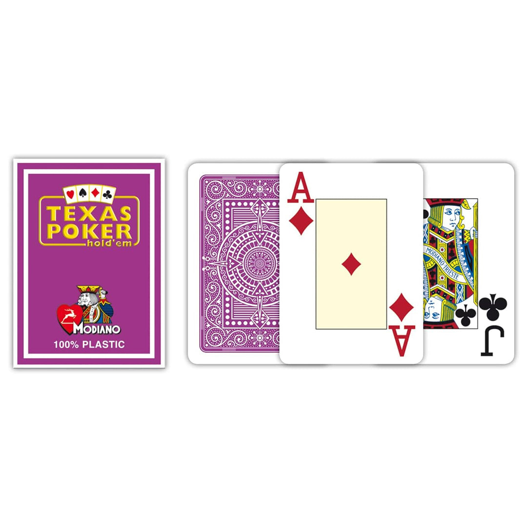 Modiano Texas Poker Jumbo Index 100% Plastic Playing Cards Purple