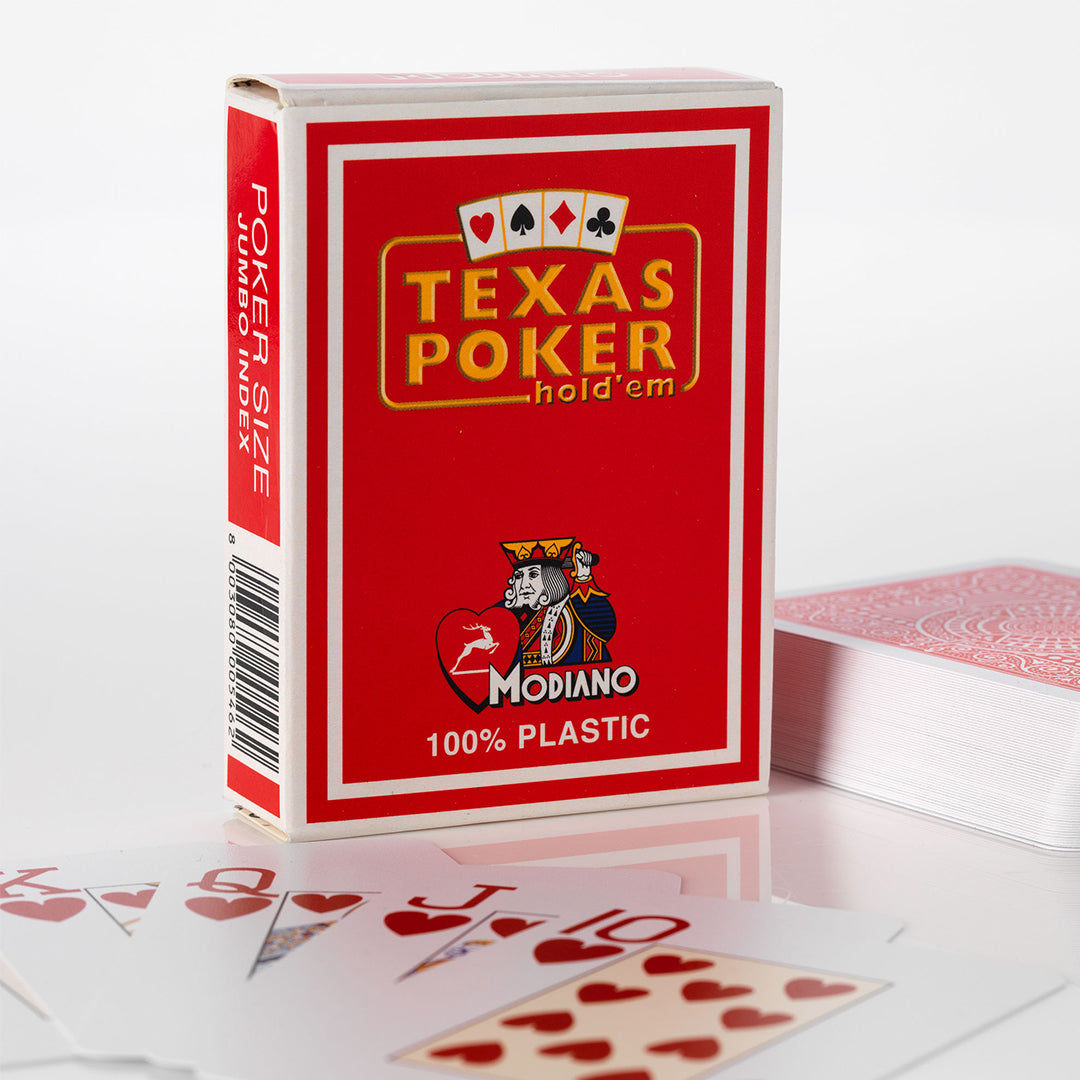 Modiano Texas Poker Jumbo Index 100% Plastic Playing Cards Red
