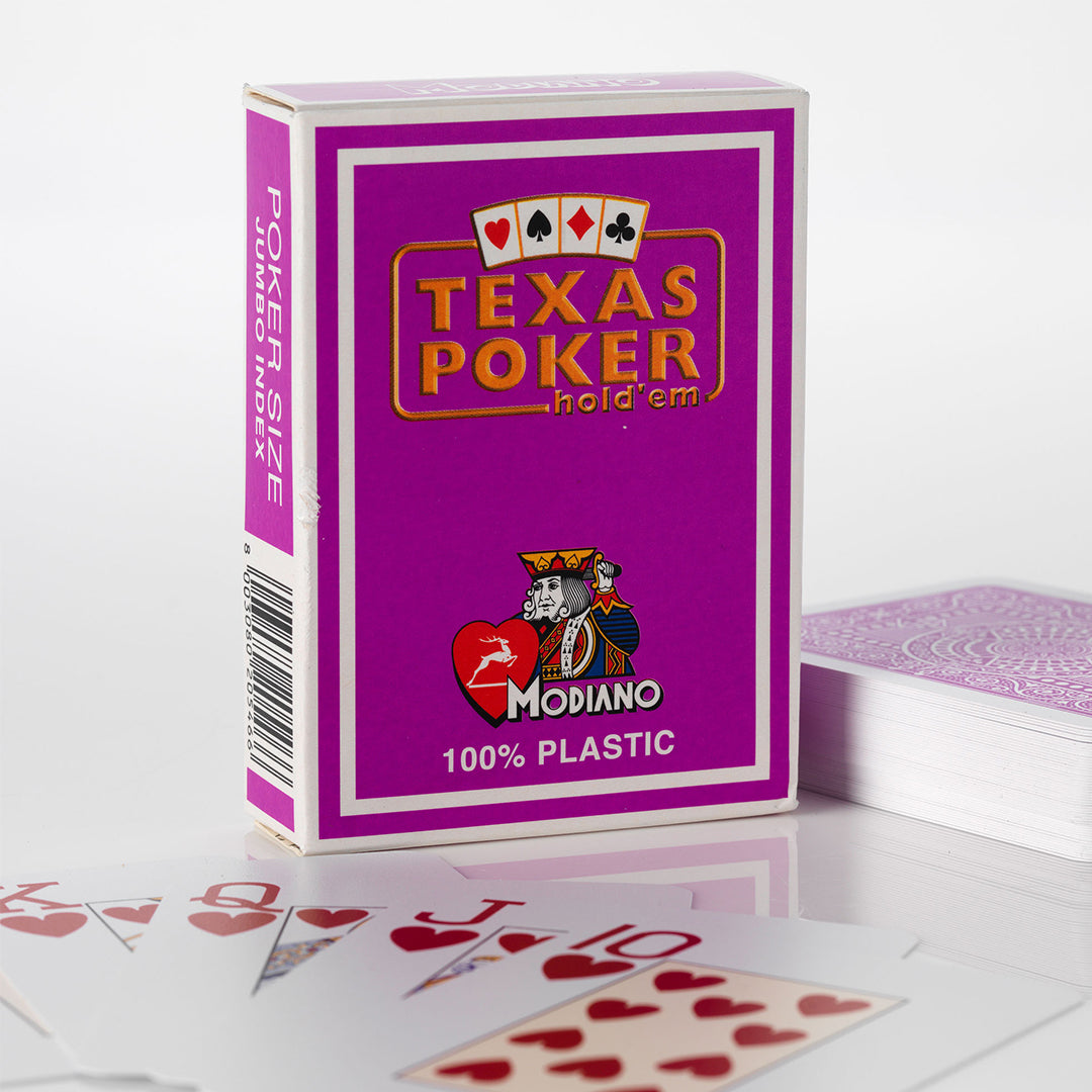 Modiano Texas Poker Jumbo Index 100% Plastic Playing Cards Purple