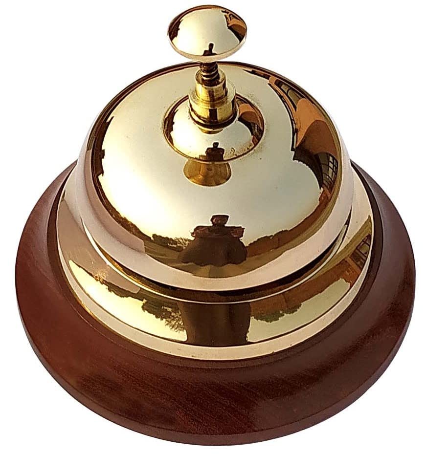 Brass Casino Bell with Wooden Base