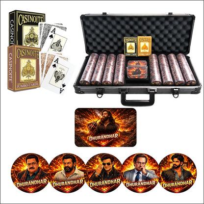 Dhurandhar 300-Piece Casino Poker Chip Set with Aluminium Carrying Case | Poker Set