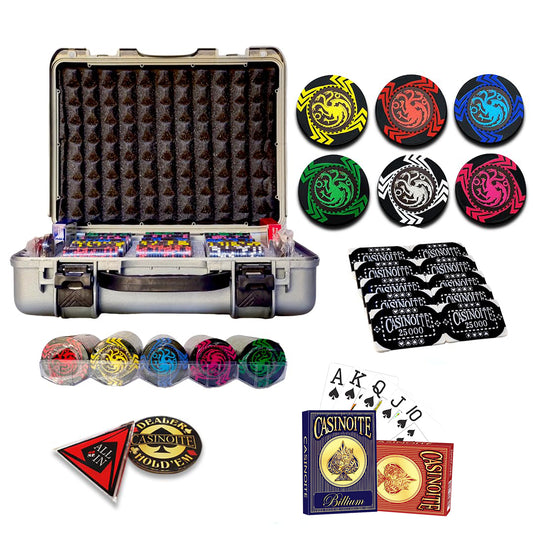3 Headed Dragon | 45mm Casino Style Chip 300 (3 Headed Dragon Silver Case 300 Chips)