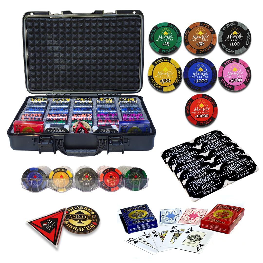 casinoite Poker Chips Set Monte Carlo 500 Chips 43mm