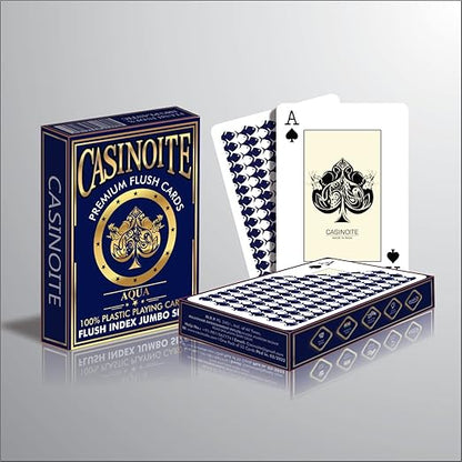 Aqua Premium Flush 100% Plastic Playing Cards (Blue 1PCS+RED 1PCS)
