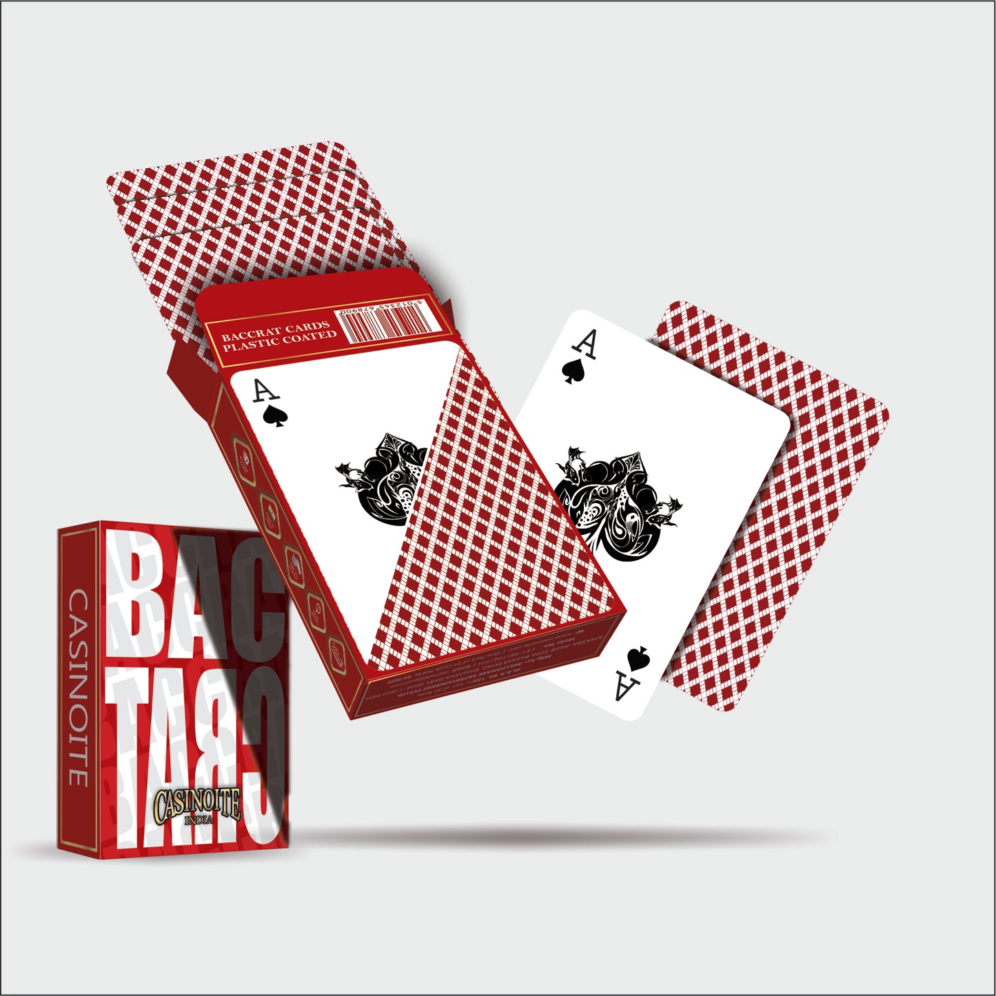 Baccarat Premium Plastic Coated Playing Cards (Red)