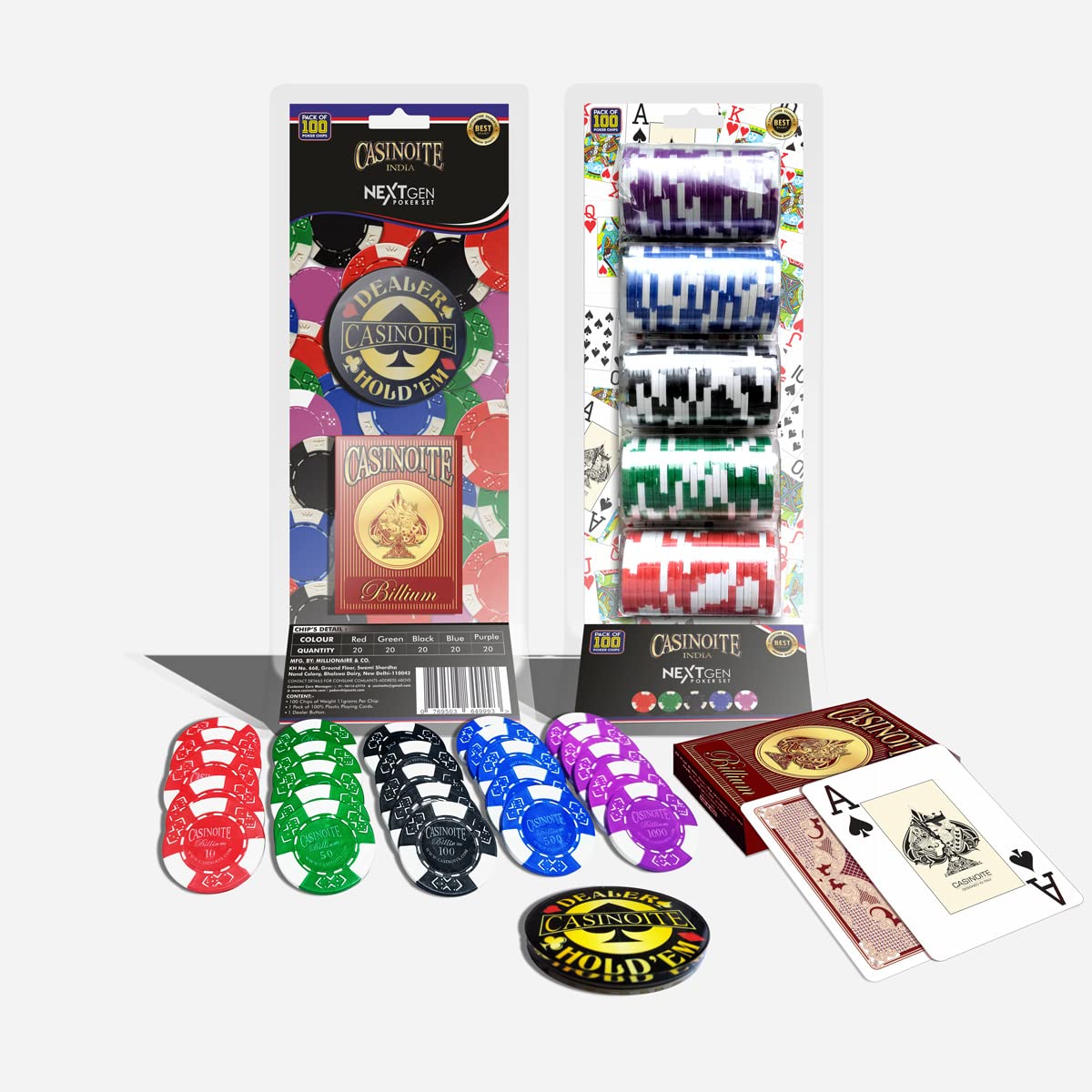 Billium Poker Chips Set 100 With Denomination