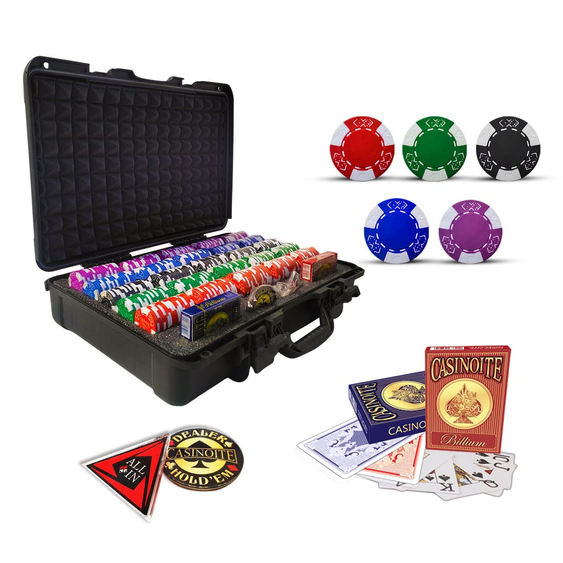 Billium Clay 500 Poker Chips Set without Denomination  Black Case
