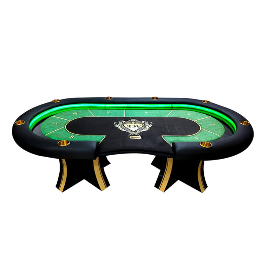 Custom luxury poker table by Casinoite — made in India with customisable felt colour, size, LED lights and branding for home clubs and casino events