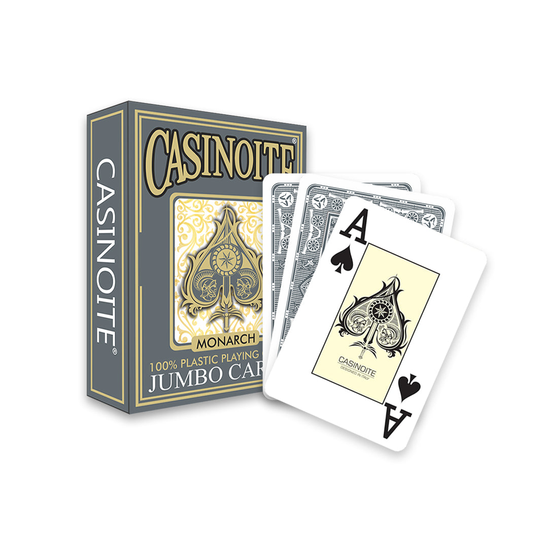Monarch 100% Plastic Poker Playing Cards- Grey