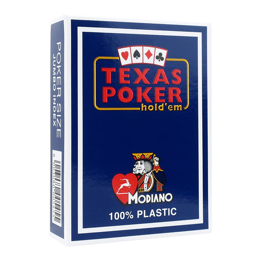 Modiano Texas Poker Jumbo Index 100% Plastic Playing Cards Blue