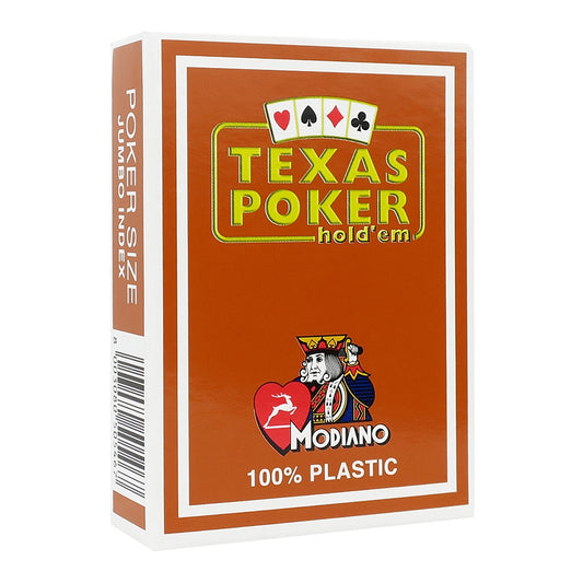 Modiano Texas Poker Jumbo Index 100% Plastic Playing Cards Brown