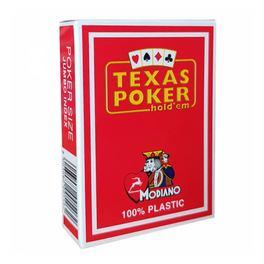 Modiano Texas Poker Jumbo Index 100% Plastic Playing Cards Red