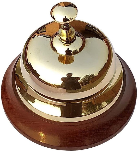 Brass Casino Bell with Wooden Base