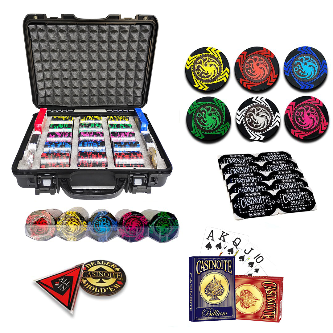 3 Headed Dragon | 45mm Casino Style Chip 300 (3 Headed Dragon Black Case 300 Chips)