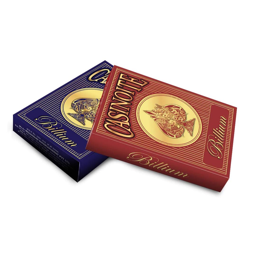 Casinoite Billium 100 percent plastic poker size large index playing cards red and blue decks measuring 6.35 cm by 9 cm for Texas Hold'em and Omaha