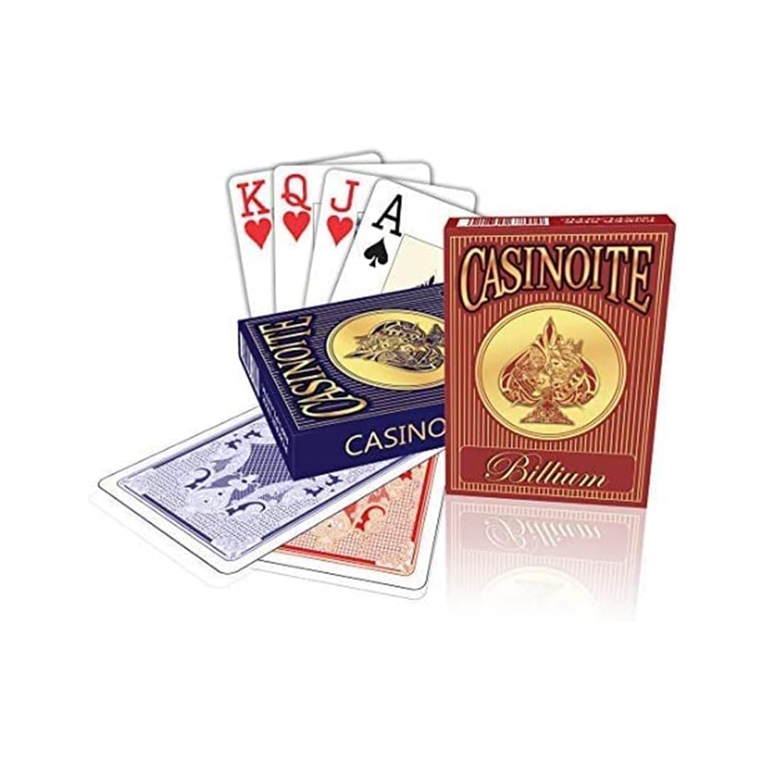 Casinoite Billium 100% plastic poker playing cards blue and red decks with royal flush spades
