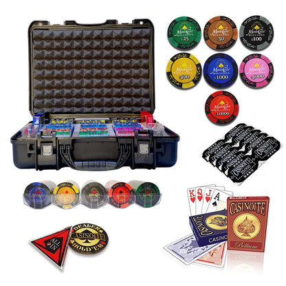Poker Chips Set Monte Carlo Dark Millions (300 Chips 43mm with Black Case)