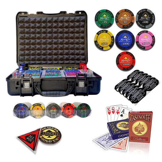 Poker Chips Set Monte Carlo Dark Millions (300 Chips 43mm with Black Case)