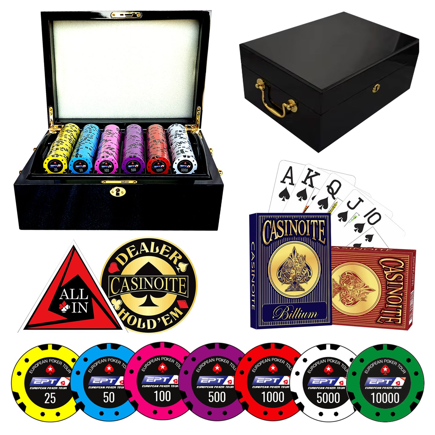 EPT 500 Poker Chips Set | Luxury Black High Gloss Case