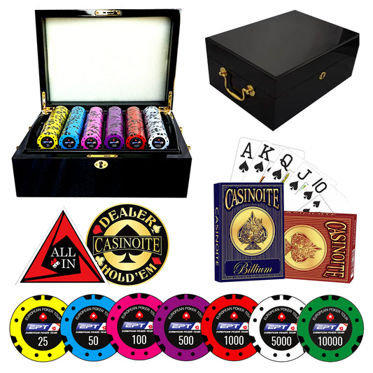 EPT 500 Poker Chips Set | Luxury Black High Gloss Case