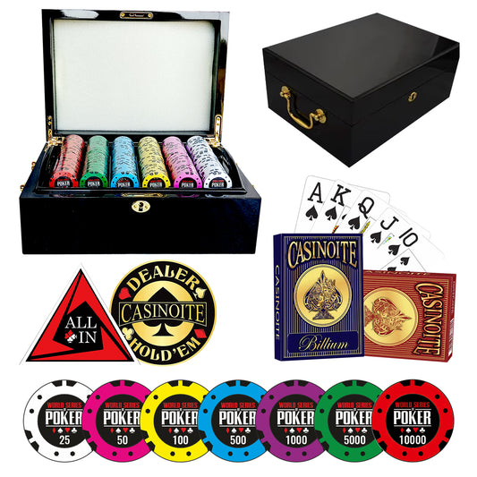 World Series Poker Set 500 | Luxury Black High Gloss Case